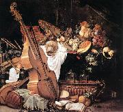 HEEM, Cornelis de Vanitas Still-Life with Musical Instruments sg oil on canvas